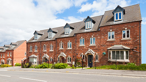Exterior view of terraced houses in London