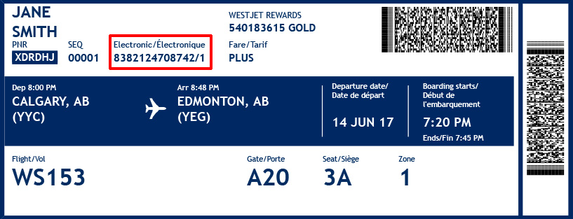 Where can you find your WestJet ticket number | FAQs ...