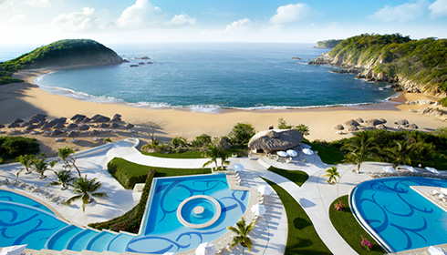secrets huatulco spa resort pools aerial westjet