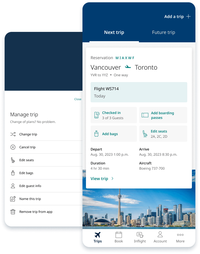 Manage  WestJet official site