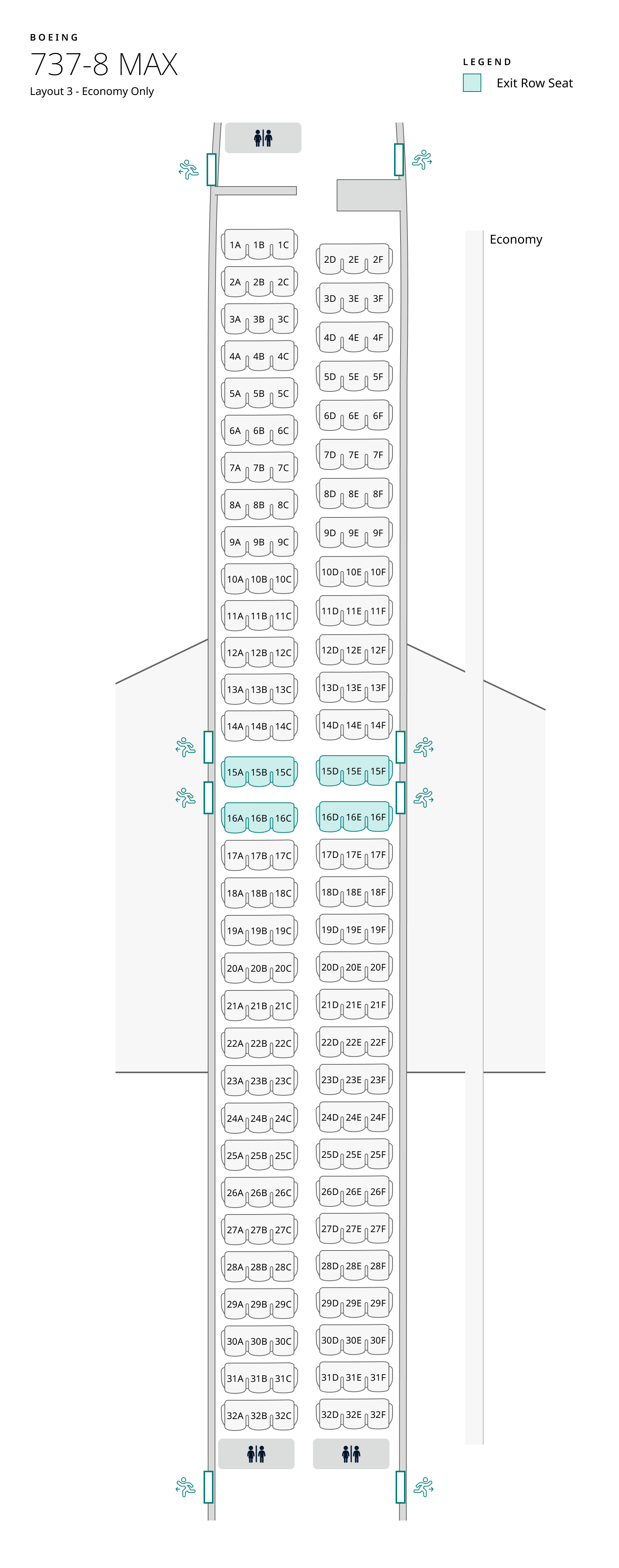 Seat layout 3 for 737-8 MAX