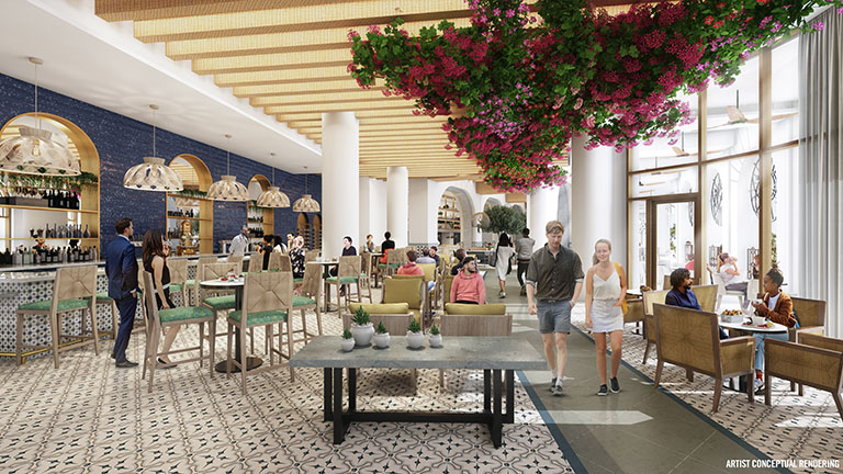 Flora Taverna Lobby Bar- artist rendering