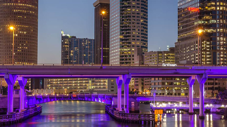 Tampa cityscape at night