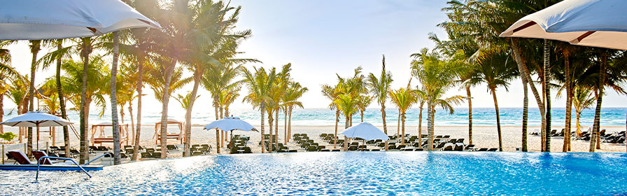 View of the beach at the all-inclusive Royal Hideaway Playacar