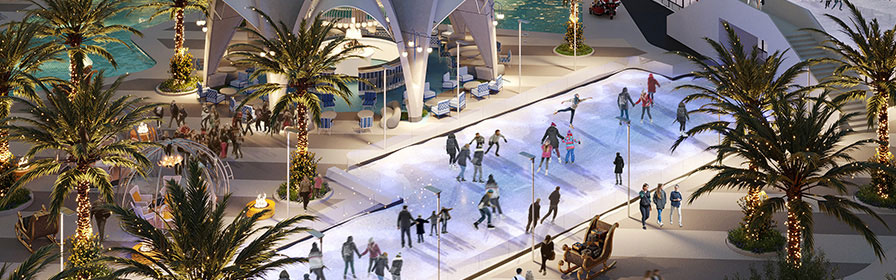 Aerial view of Oasis Ice Rink at Fontainebleau Las Vegas